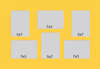 6 Hole Collage Mat 5x7 7x5 