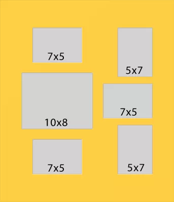 6 Hole Collage Mat 7x5 5x7 10x8 