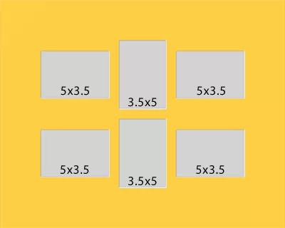 6 Hole Collage Mat 5x3.5 3.5x5 