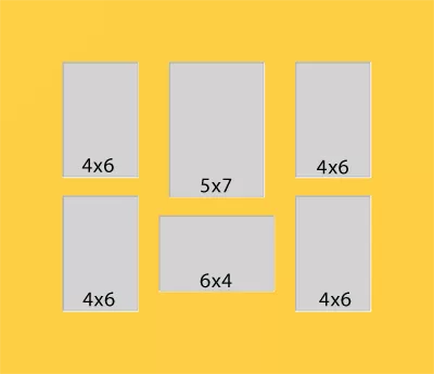 6 Hole Collage Mat 4x6 5x7 6x4 