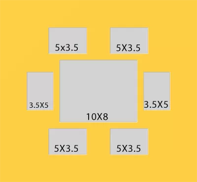 7 Hole Collage Mat 5x3.5 3.5x5 10x8 
