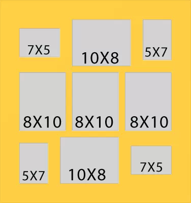9 Hole Collage Mat 8x10 10x8 7x5 5x7 