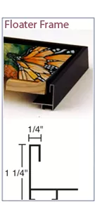 Nielsen 13 is used primarily as a floater frame for 3/4 canvas paintings and other floatable artworks with a similar depth.
