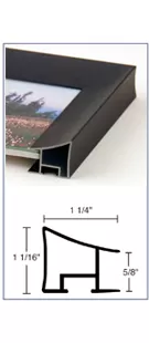 Nielsen 225 is a gorgeous metal picture frame profile ideal for artwork and home decor in a living room setting.