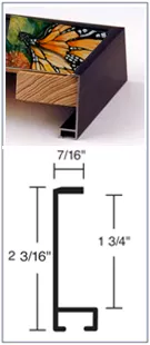 This Nielson 35 profile is a very deep metal picture frame profile that can be used to frame thick canvas paintings or deep floated objects on mat board.