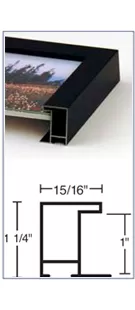 Nielsen 95 is deeper than other metal picture frames, and offers a sense of bold strength that visually contains contemporary artwork with a feeling of safekeeping.